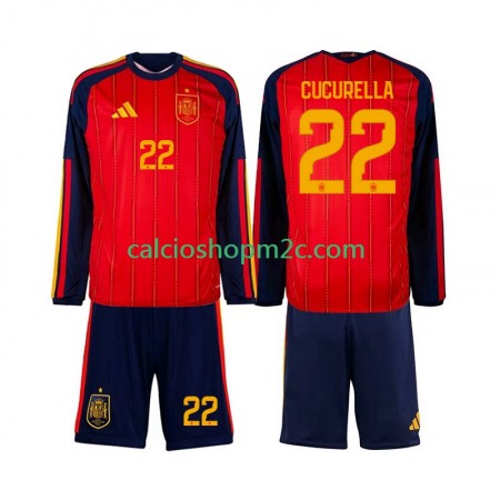 Spagna Marc Cucurella 22 Bambino Maglia Prima World Cup 2026 Manica Lunga